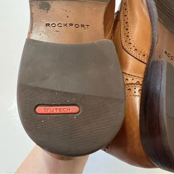 Rockport Trutech Brown Wingtip Lace-up Loafers Size 10.5 Men’s Dress Shoe Work - Picture 11 of 12